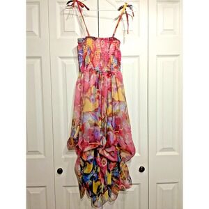 Hibiscus Collection Hawaii Tube Dress 1 Sz Floral Strap Smocked Baby Doll Tiered